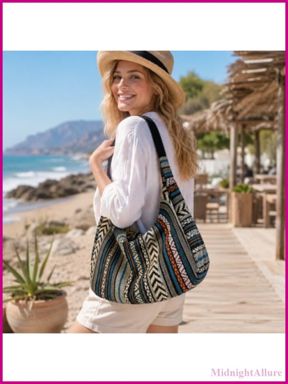 Women's Sling Bag Crossbody Tribal Shoulder Bag Handmade Foldable Striped